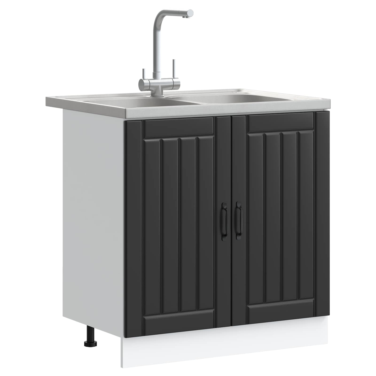 vidaXL Waschbecken-Unterschrank Lucca 2 pcs Schwarz Holzwerkstoff