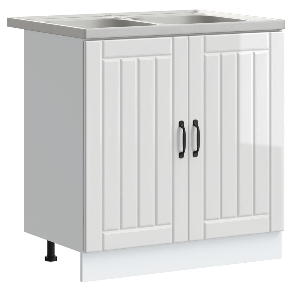 vidaXL Waschbecken-Unterschrank mit Tür Lucca 2 pcs Hochglanz Weiß