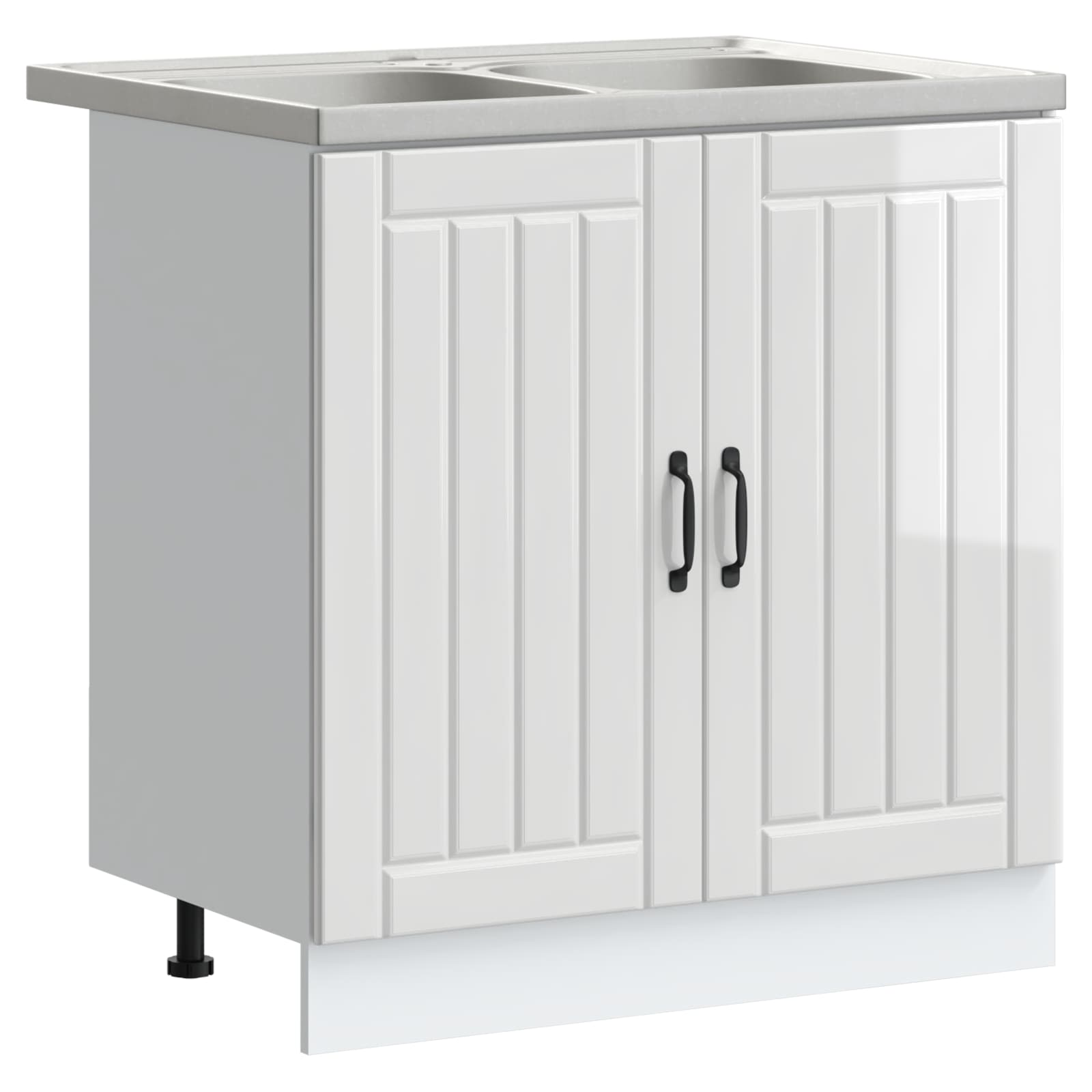 vidaXL Waschbecken-Unterschrank mit Tür Lucca 2 pcs Hochglanz Weiß