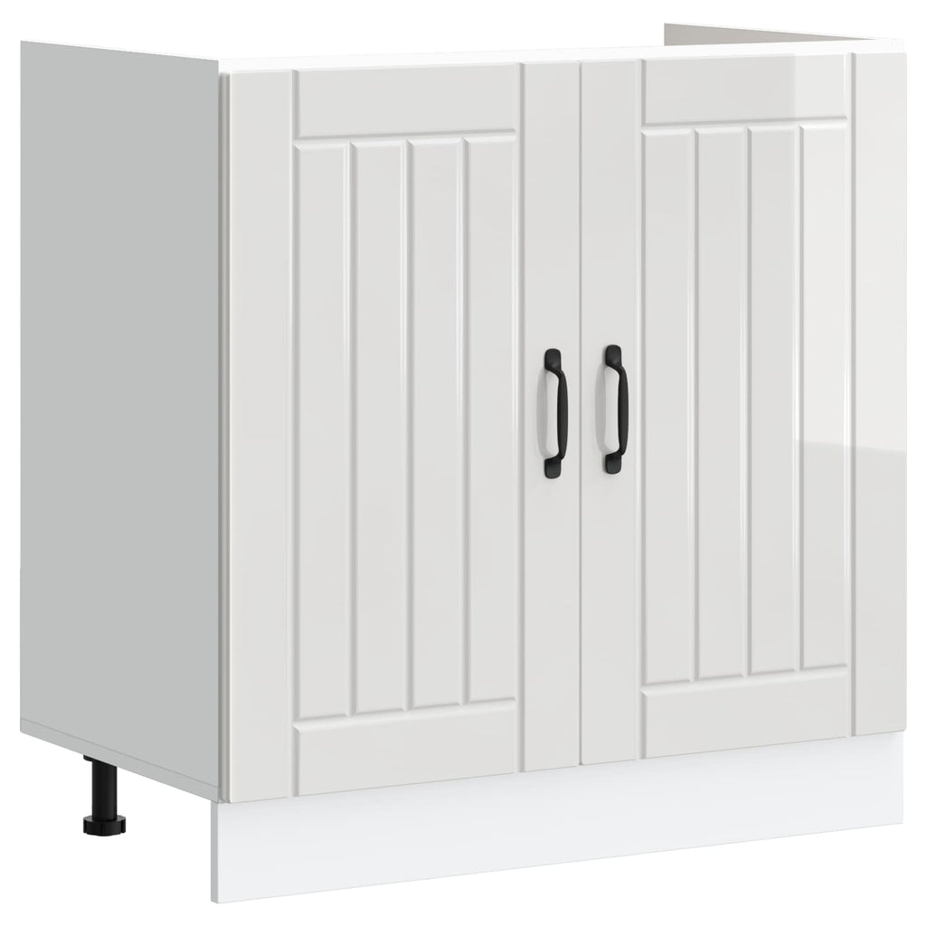 vidaXL Waschbecken-Unterschrank mit Tür Lucca 2 pcs Hochglanz Weiß