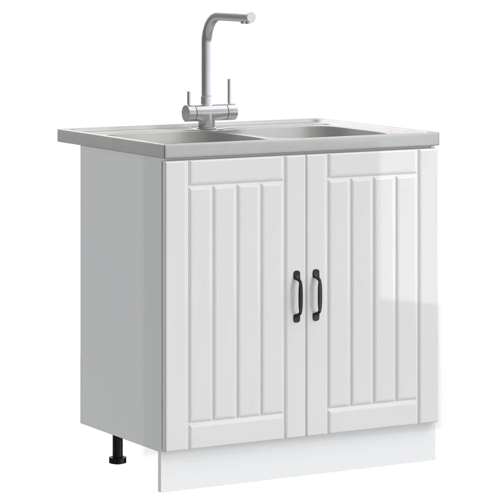 vidaXL Waschbecken-Unterschrank mit Tür Lucca 2 pcs Hochglanz Weiß