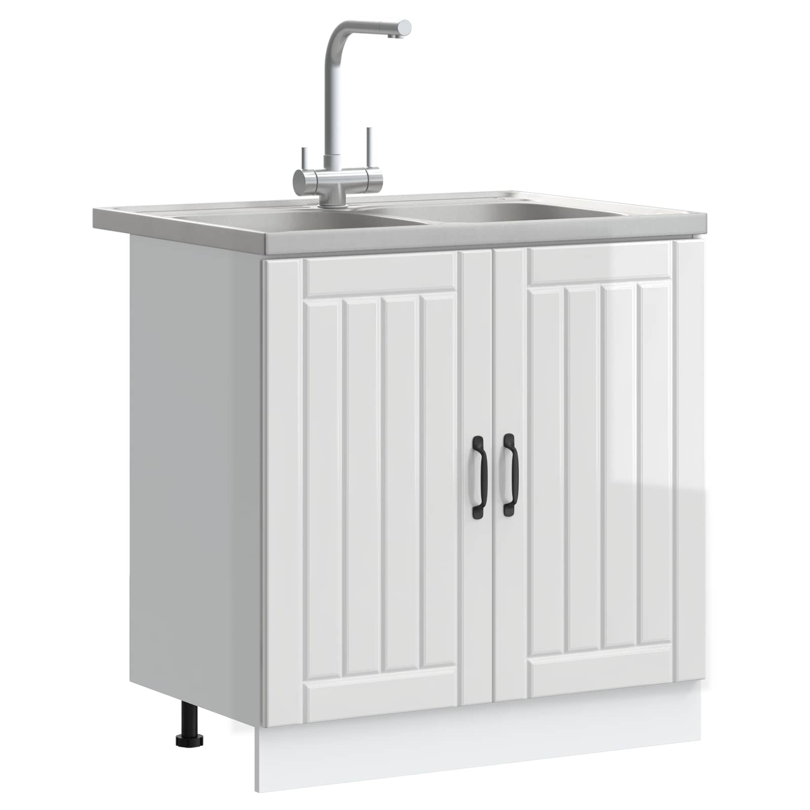 vidaXL Waschbecken-Unterschrank mit Tür Lucca 2 pcs Hochglanz Weiß