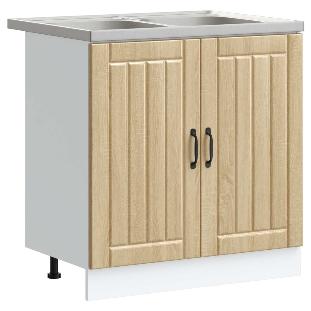 vidaXL Waschbecken-Unterschrank Lucca 2 pcs Sonoma-Eiche Holzwerkstoff