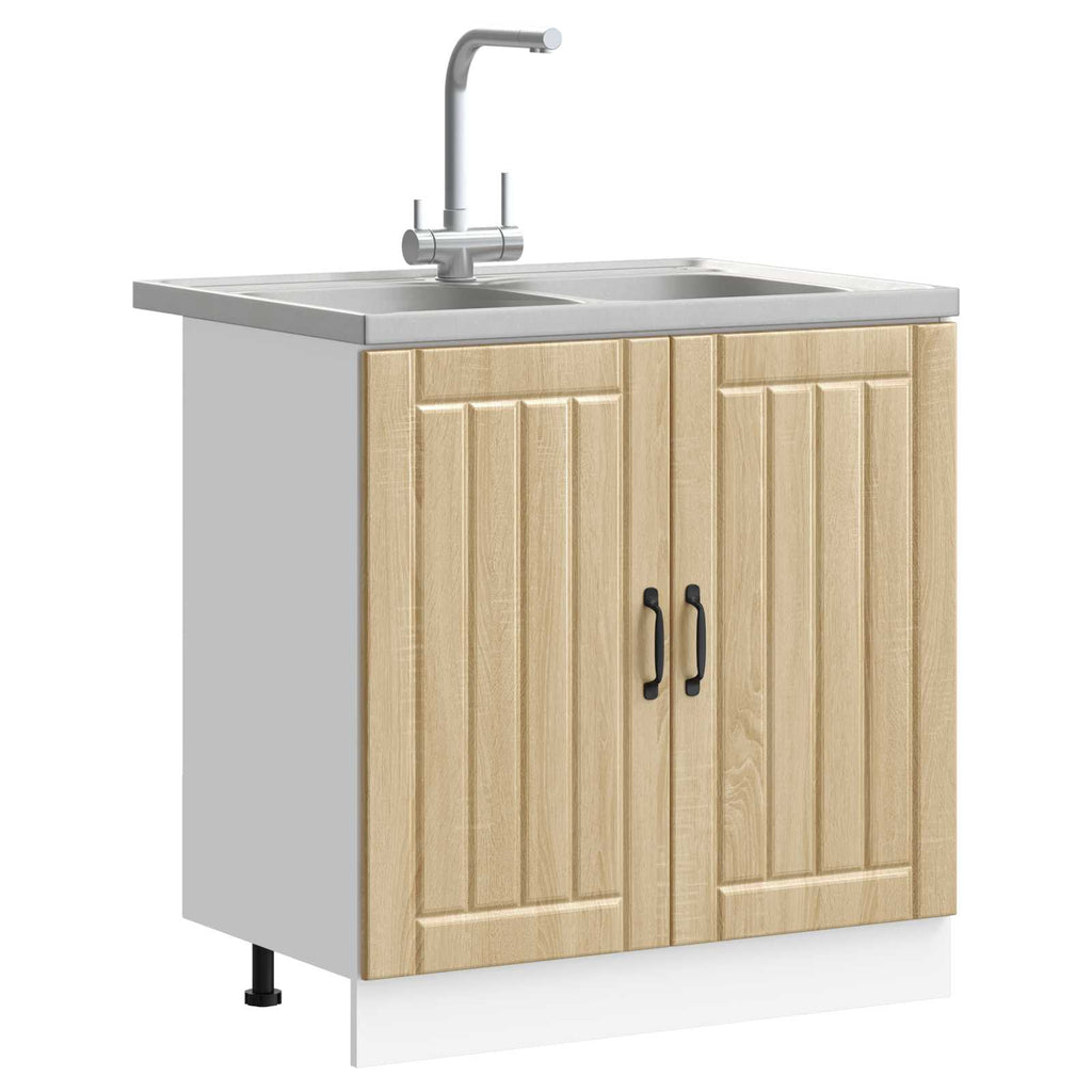 vidaXL Waschbecken-Unterschrank Lucca 2 pcs Sonoma-Eiche Holzwerkstoff