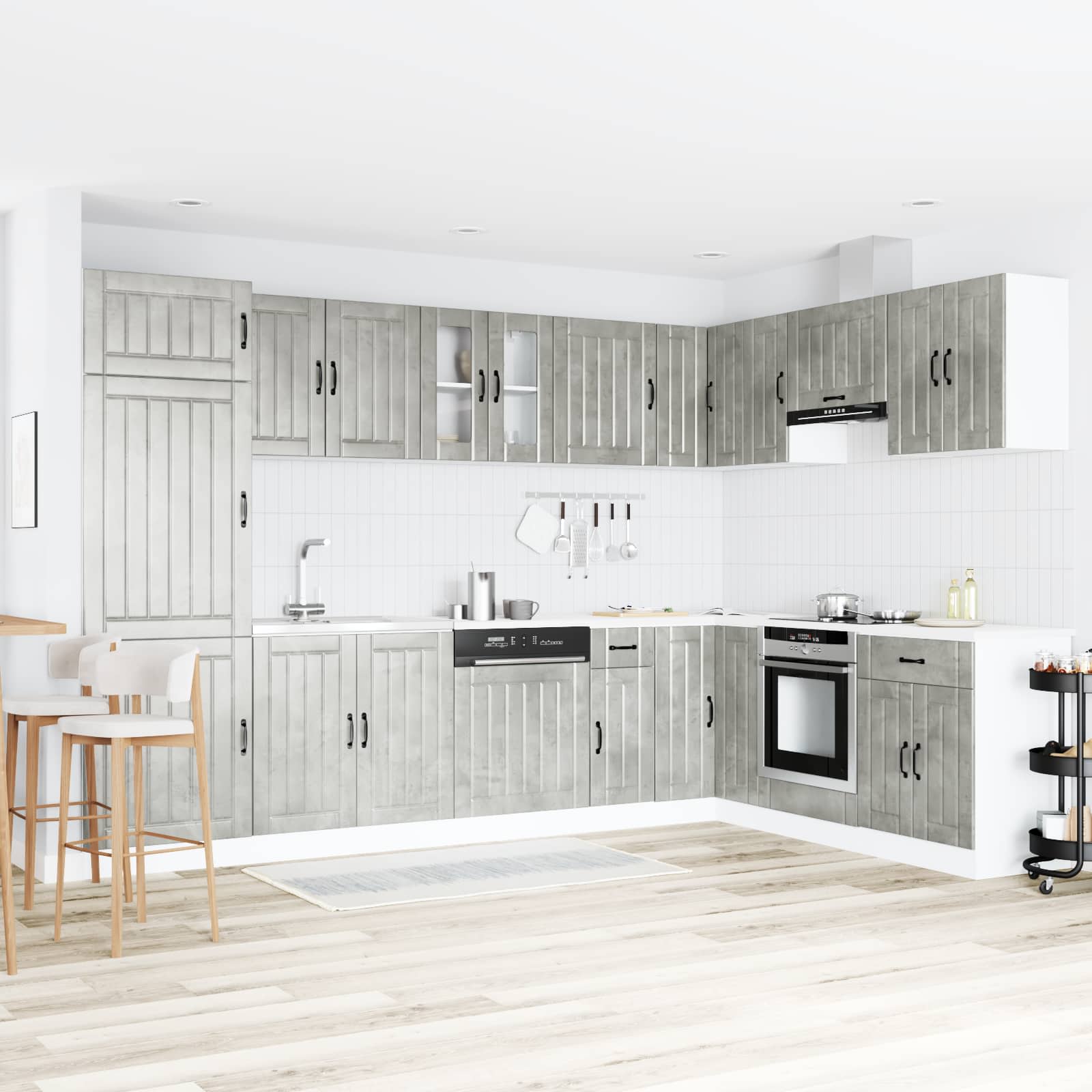 vidaXL Waschbecken-Unterschrank Lucca 2 pcs Beton Grau Holzwerkstoff