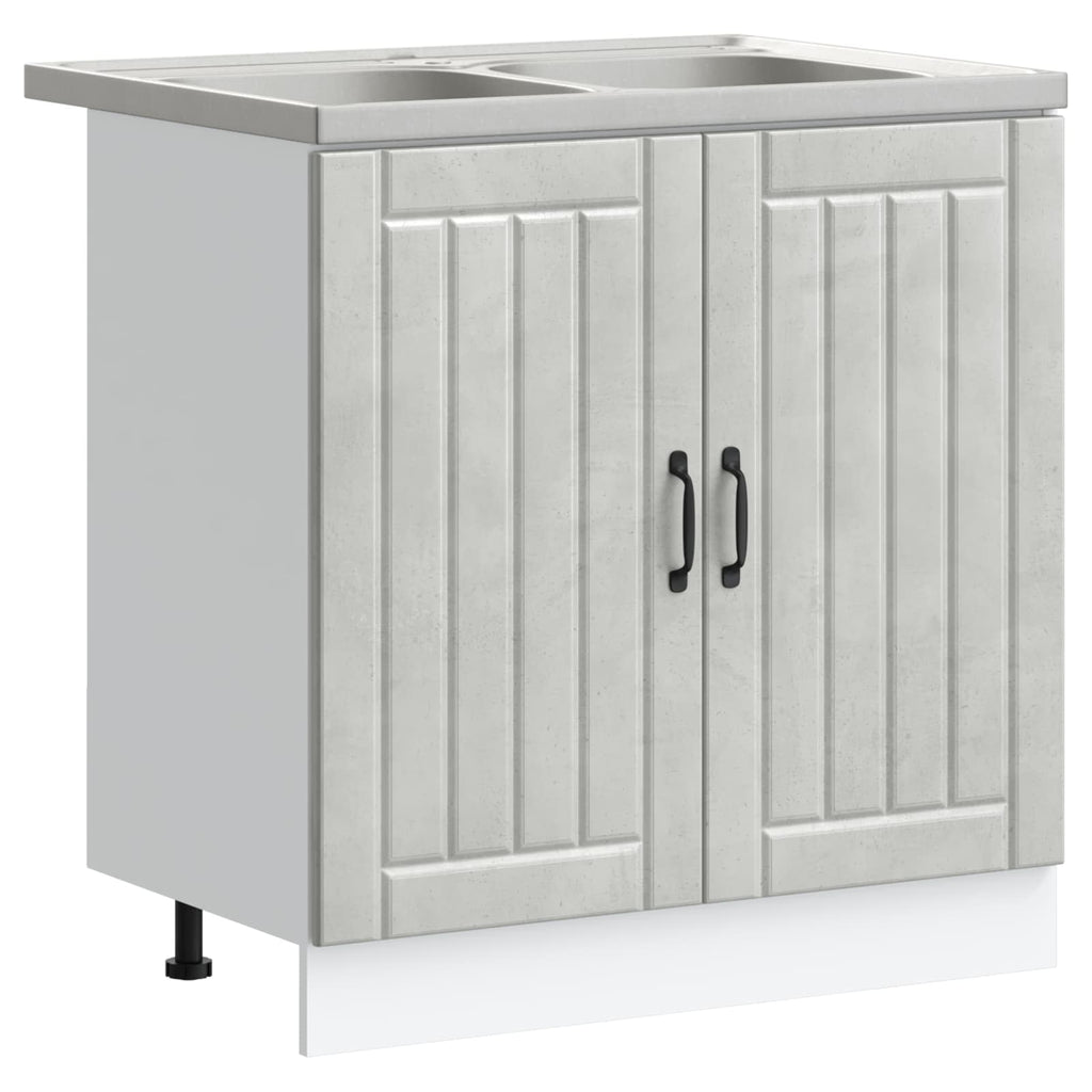 vidaXL Waschbecken-Unterschrank Lucca 2 pcs Beton Grau Holzwerkstoff