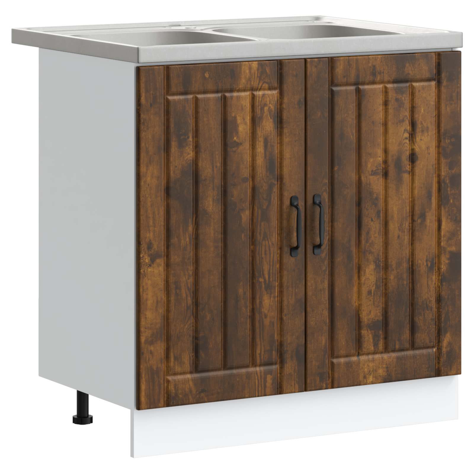 vidaXL Waschbecken-Unterschrank mit Tür Lucca 2 pcs Geräucherte Eiche