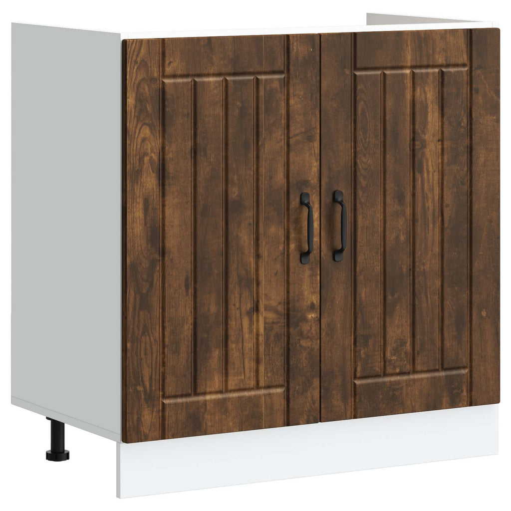 vidaXL Waschbecken-Unterschrank mit Tür Lucca 2 pcs Geräucherte Eiche