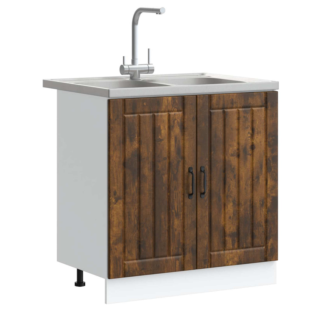 vidaXL Waschbecken-Unterschrank mit Tür Lucca 2 pcs Geräucherte Eiche