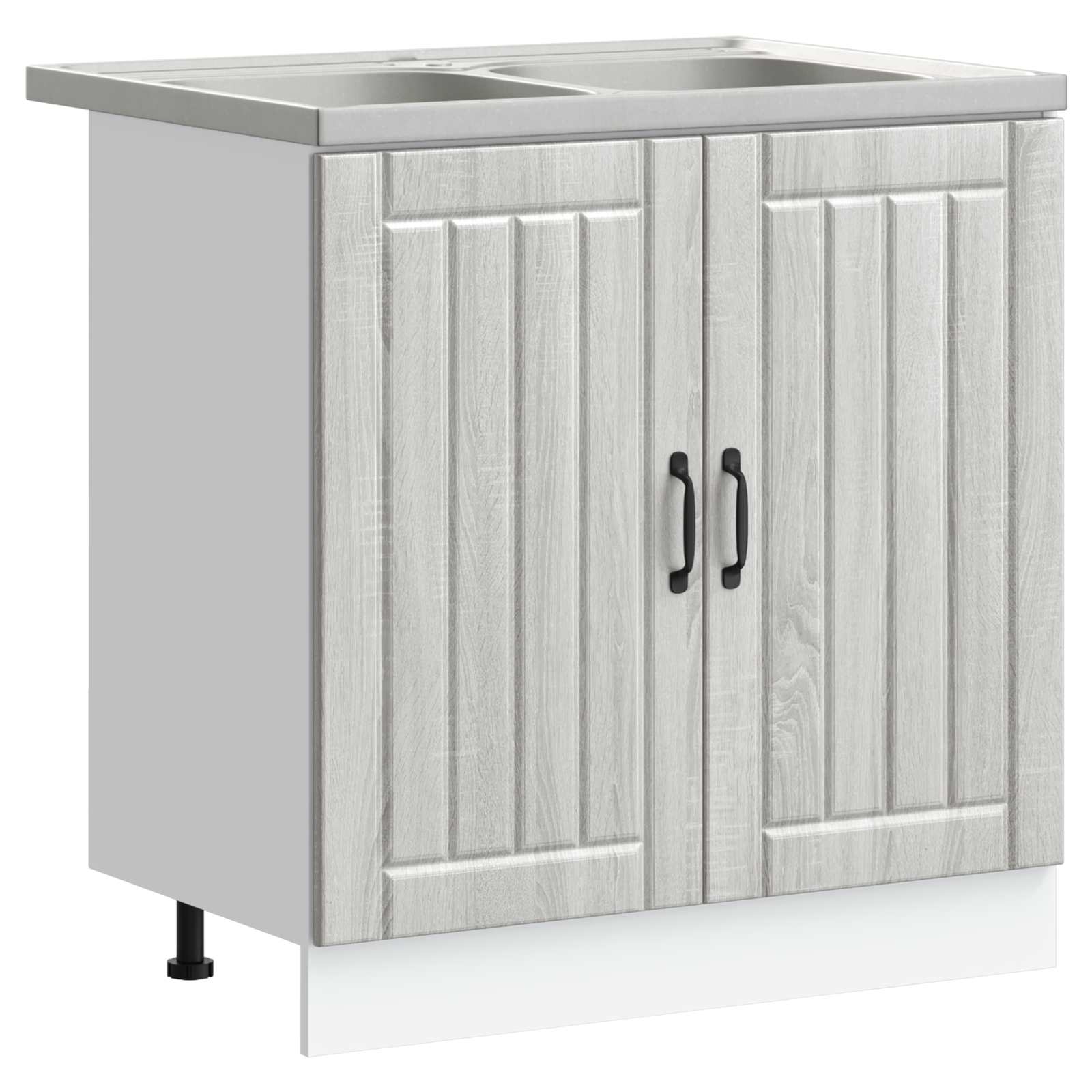 vidaXL Waschbecken-Unterschrank mit Speicher Lucca 2 pcs Graues Sonoma