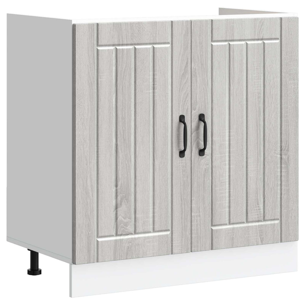 vidaXL Waschbecken-Unterschrank mit Speicher Lucca 2 pcs Graues Sonoma