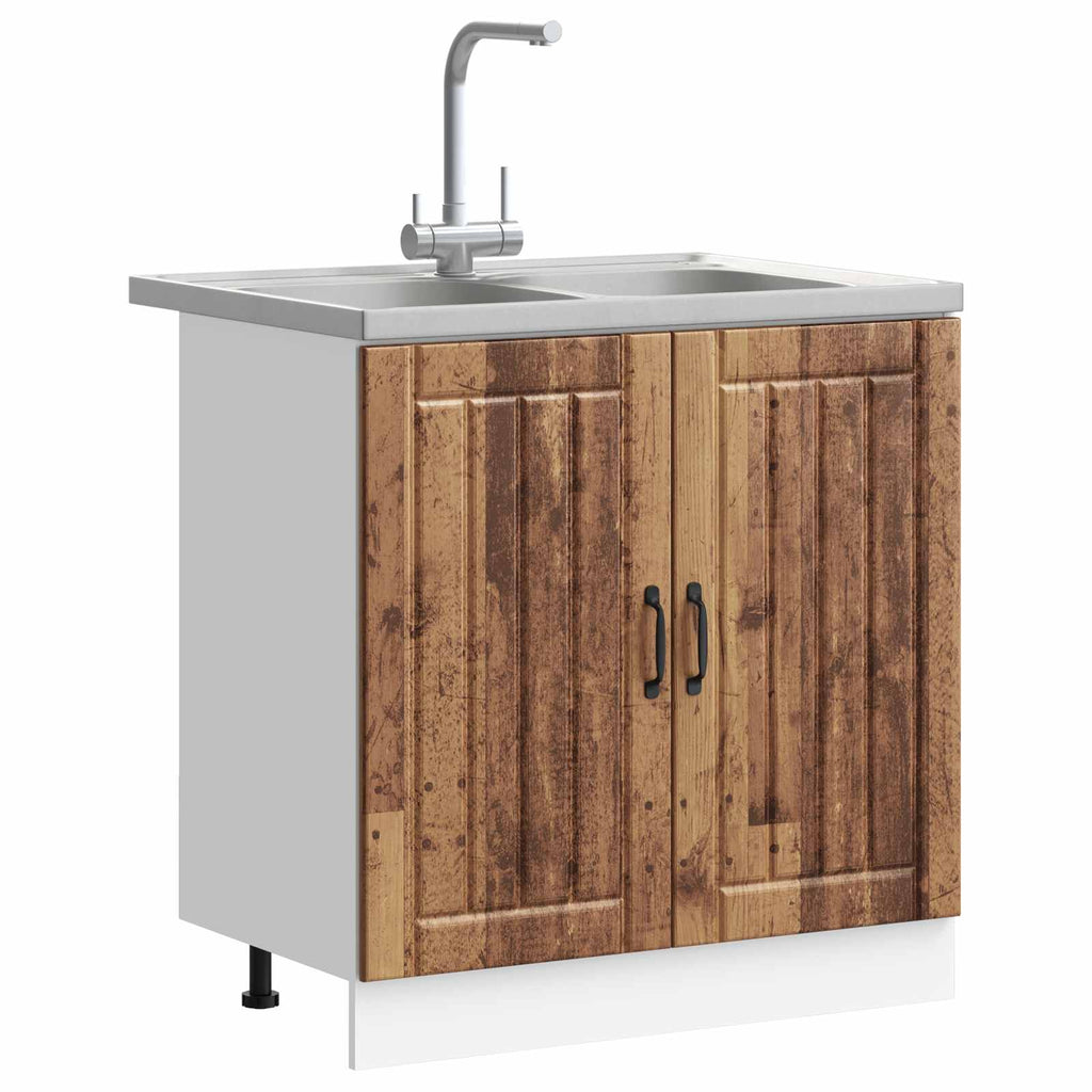 vidaXL Waschbecken-Unterschrank Lucca 2 pcs Altholz Holzwerkstoff