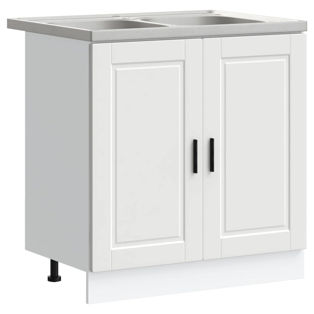 vidaXL Waschbecken-Unterschrank mit Tür Porto 2 pcs Weiß Holzwerkstoff