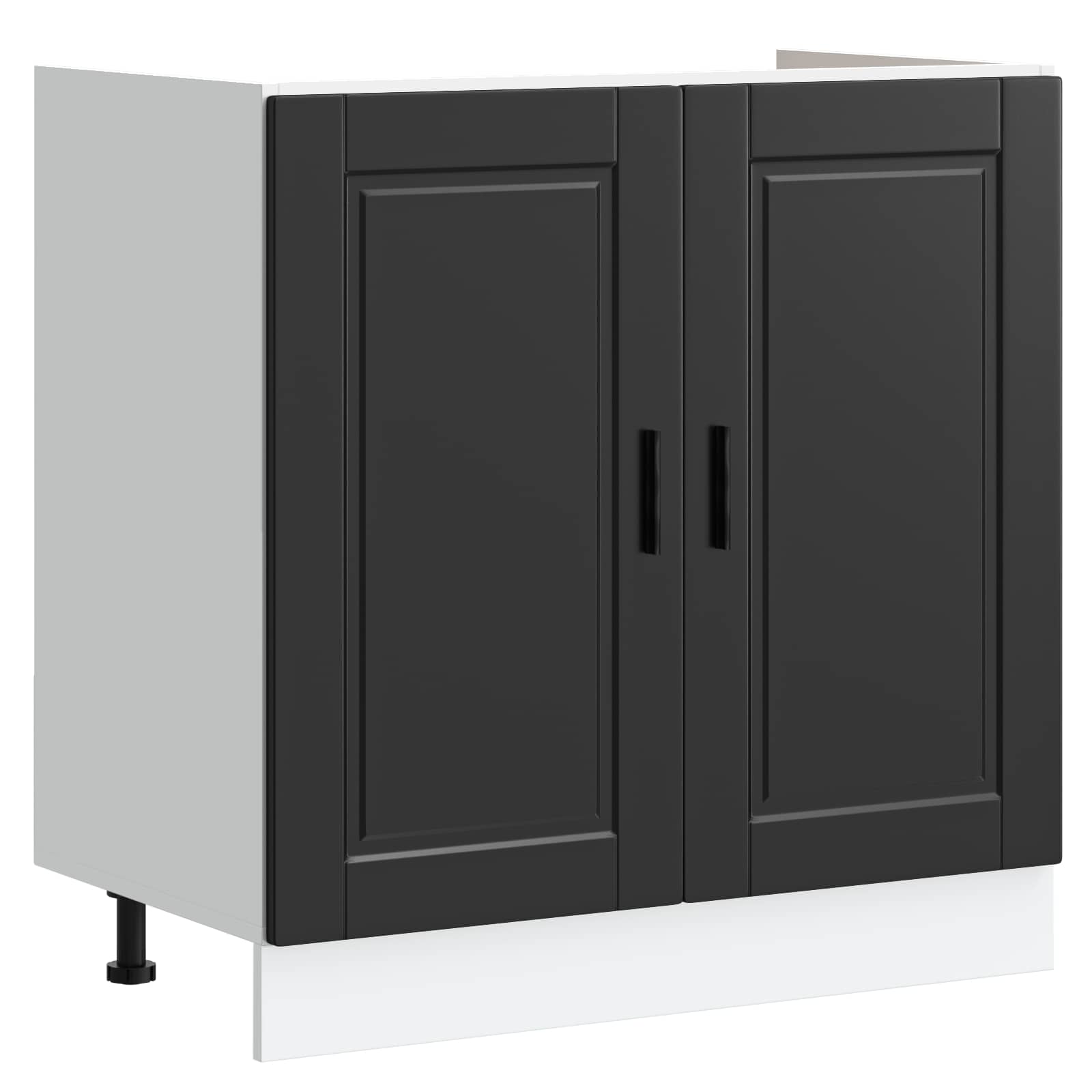 vidaXL Waschbecken-Unterschrank Porto 2 pcs Schwarz Holzwerkstoff