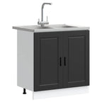 vidaXL Waschbecken-Unterschrank Porto 2 pcs Schwarz Holzwerkstoff