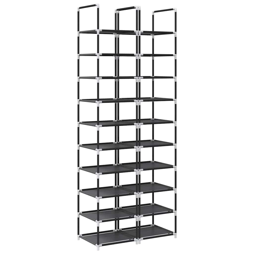 vidaXL Schuhregale 2 Stk. 10 Ebenen Schwarz 33x33x174 cm Vliesstoff