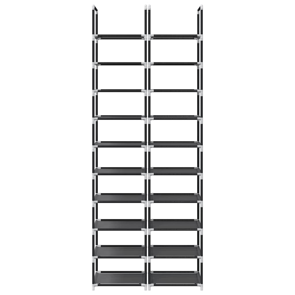 vidaXL Schuhregale 2 Stk. 10 Ebenen Schwarz 33x33x174 cm Vliesstoff