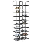vidaXL Schuhregale 2 Stk. 10 Ebenen Schwarz 33x33x174 cm Vliesstoff