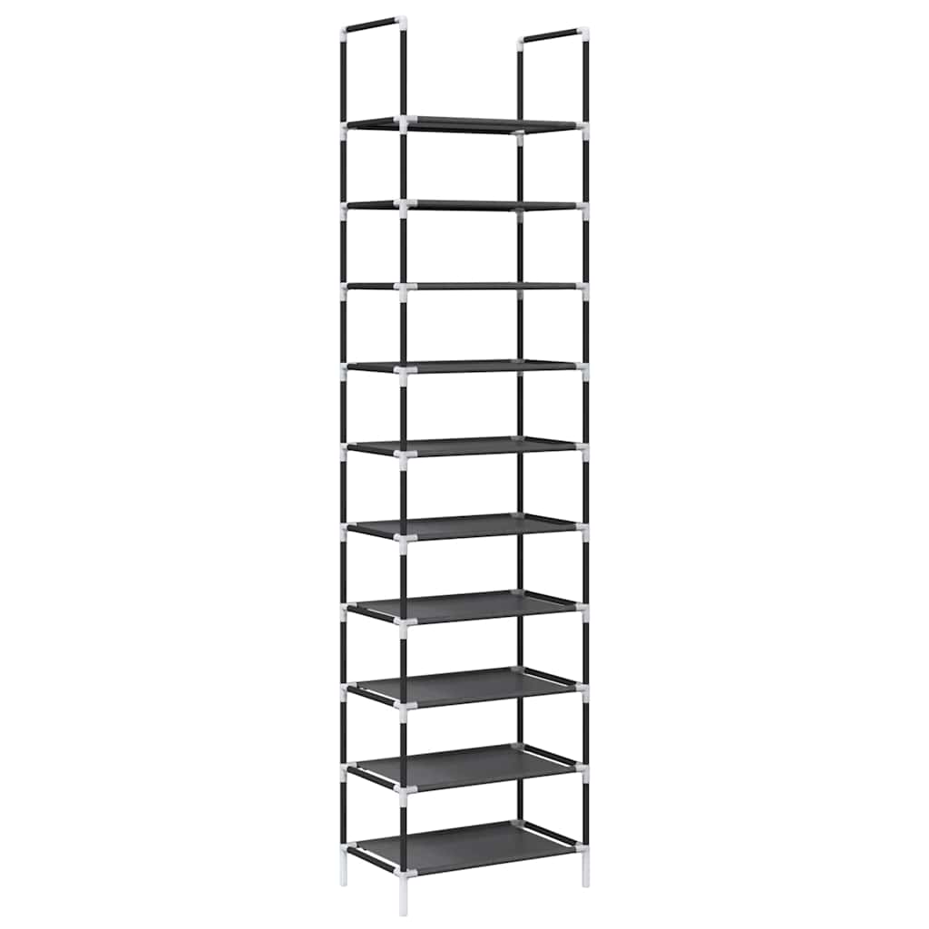 vidaXL Schuhregal 10-stöckig Schwarz 44x28x180 cm Vliesstoff