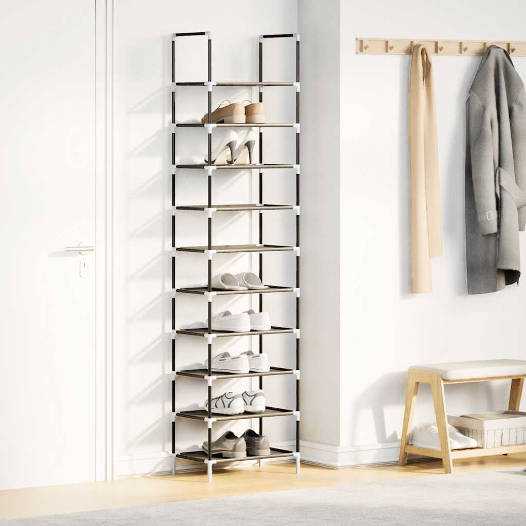 vidaXL Schuhregal 10-stöckig Schwarz 44x28x180 cm Vliesstoff
