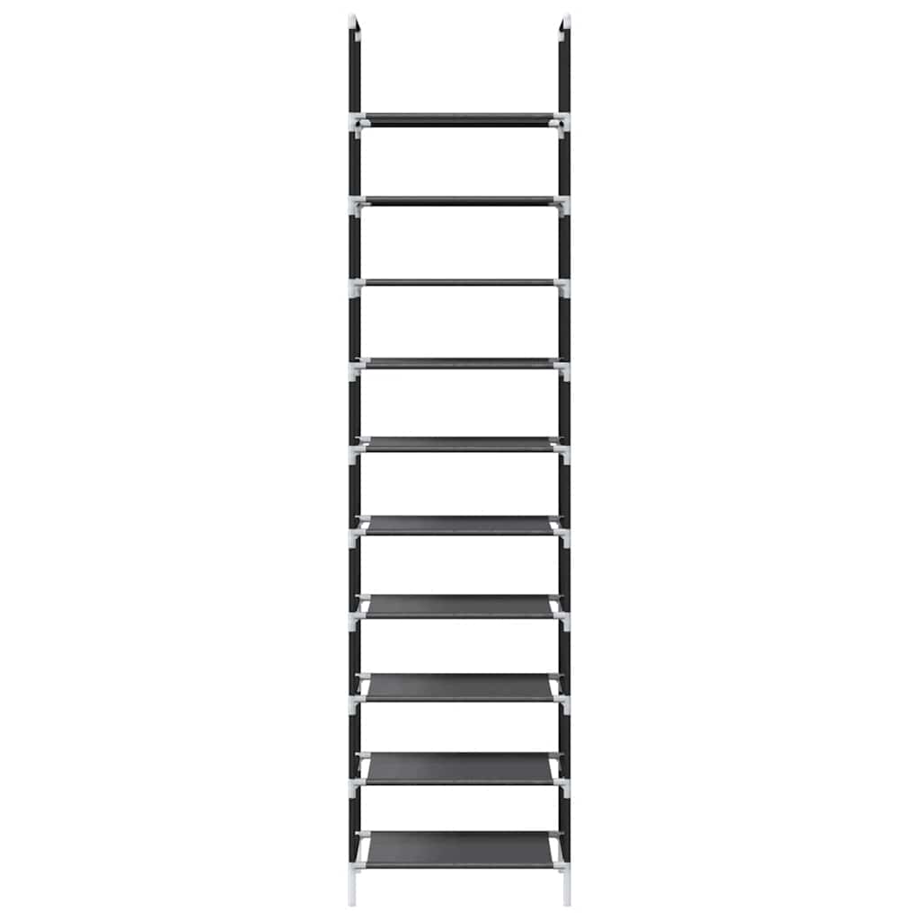 vidaXL Schuhregal 10-stöckig Schwarz 44x28x180 cm Vliesstoff