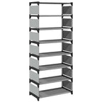 vidaXL Schuhregal 8 Ebenen Grau 54x28x124 cm Vliesstoff