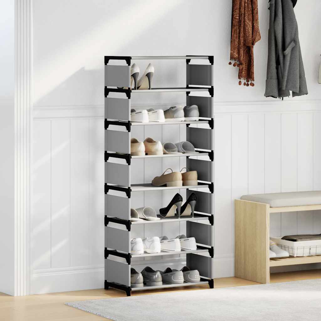 vidaXL Schuhregal 8 Ebenen Grau 54x28x124 cm Vliesstoff