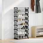vidaXL Schuhregal 8 Ebenen Grau 54x28x124 cm Vliesstoff