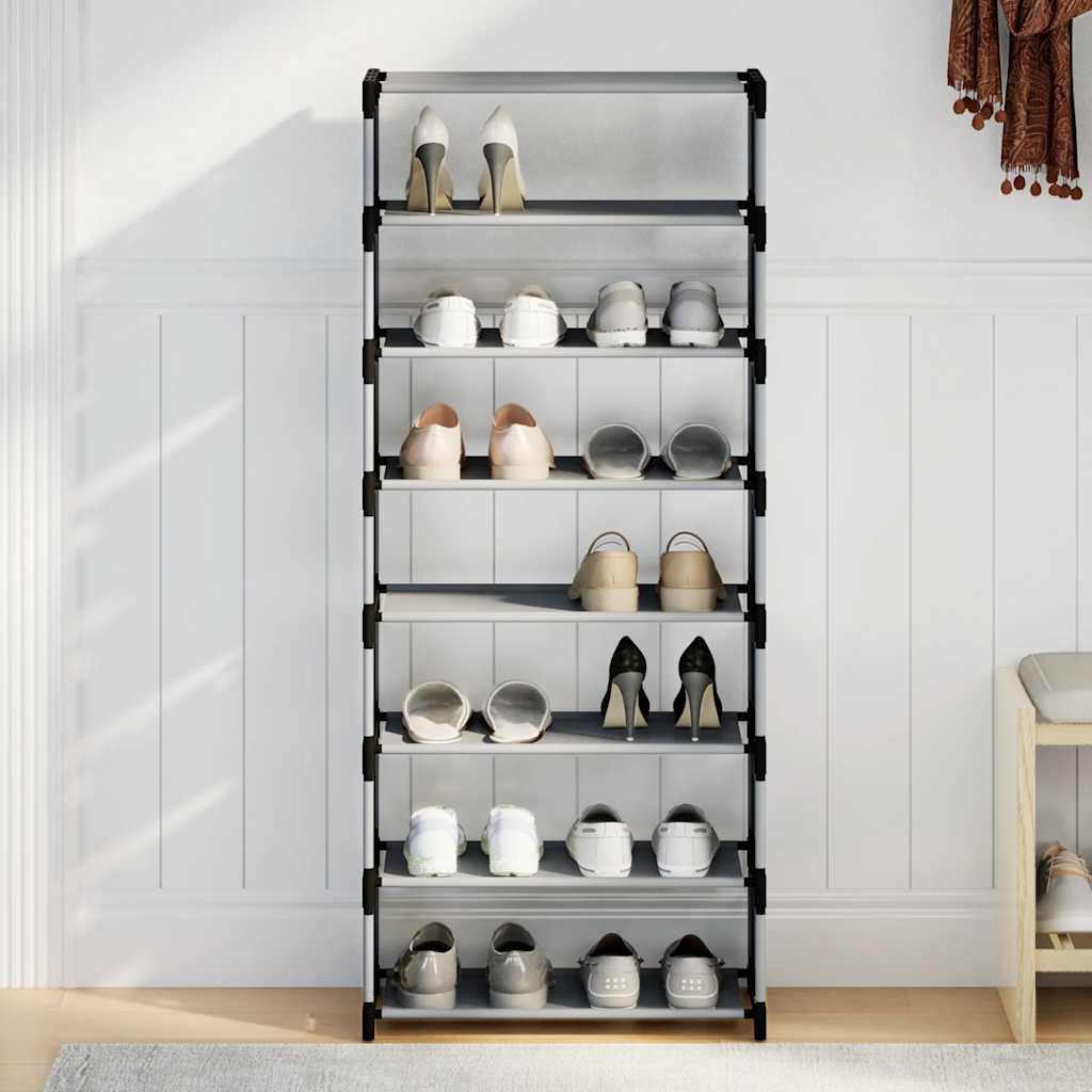 vidaXL Schuhregal 8 Ebenen Grau 54x28x124 cm Vliesstoff