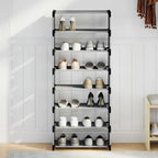 vidaXL Schuhregal 8 Ebenen Grau 54x28x124 cm Vliesstoff