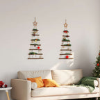 vidaXL Hängende Weihnachtsbäume mit Spitzensternen 2 Stk. 42x90 cm Naturzweig