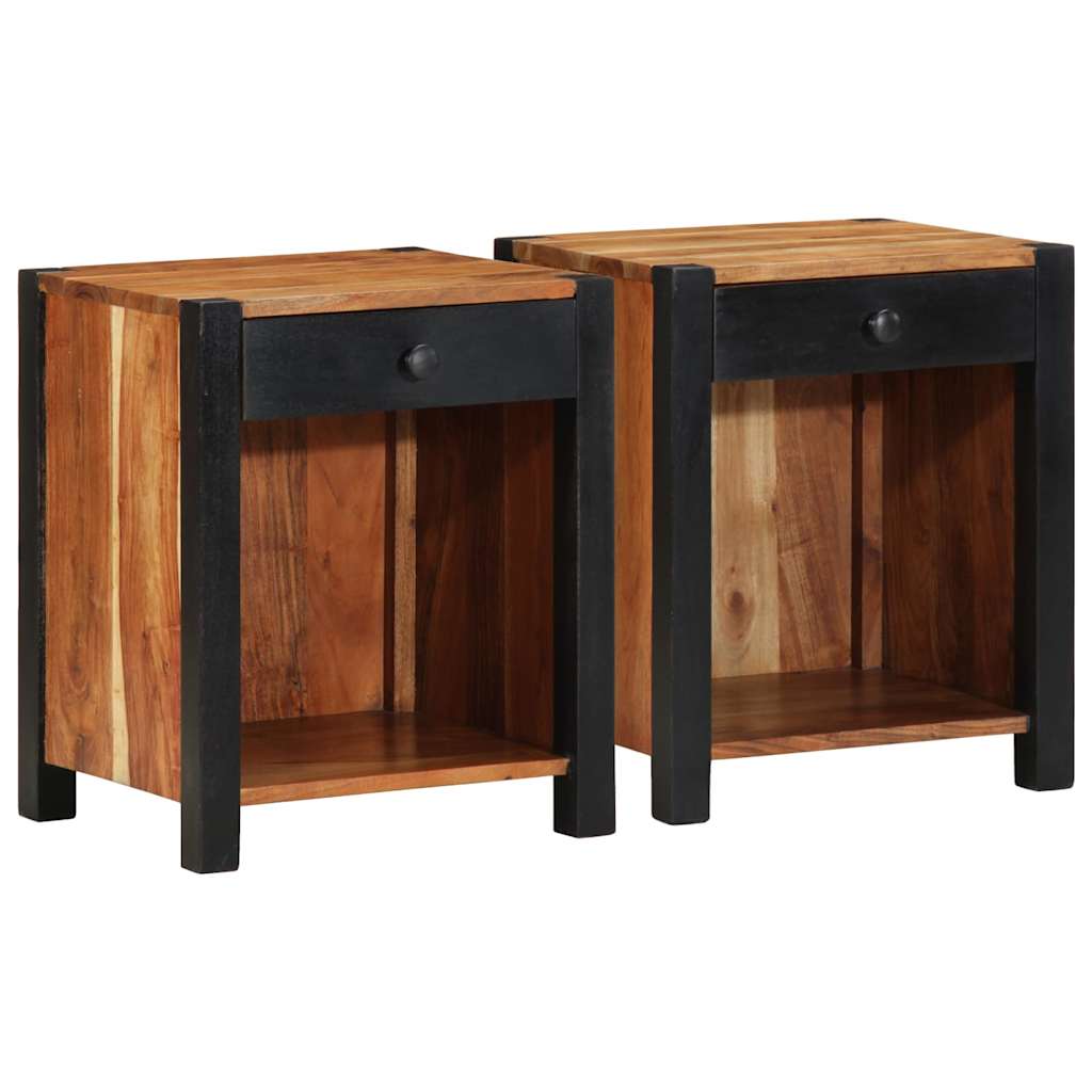 vidaXL Nachttisch 2 pcs Braun 40 x 35 x 50 cm Massivholz Akazie
