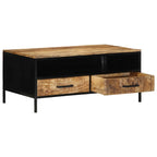 vidaXL Couchtisch Braun 90 x 50 x 40 cm Massives Mango Holz und Metall