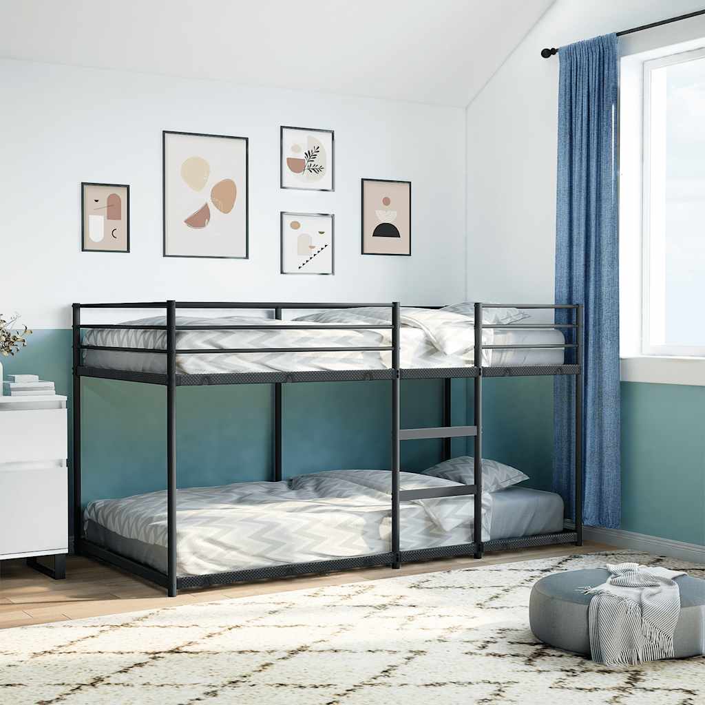 vidaXL Etagenbett ohne Matratze Schwarz 90x200 cm Stahl