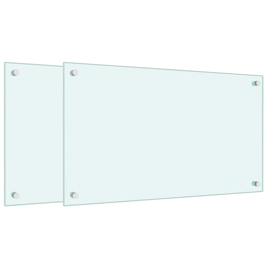 vidaXL Küchenrückwände 2 Stk. Weiß 70x40 cm Hartglas