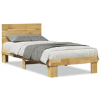 vidaXL Massivholzbett mit Kopfteil ohne Matratze 75x190 cm Eichenholz