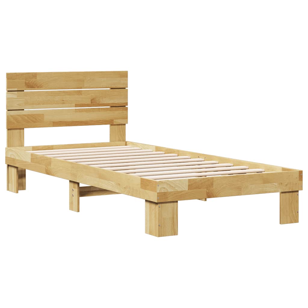 vidaXL Massivholzbett mit Kopfteil ohne Matratze 75x190 cm Eichenholz