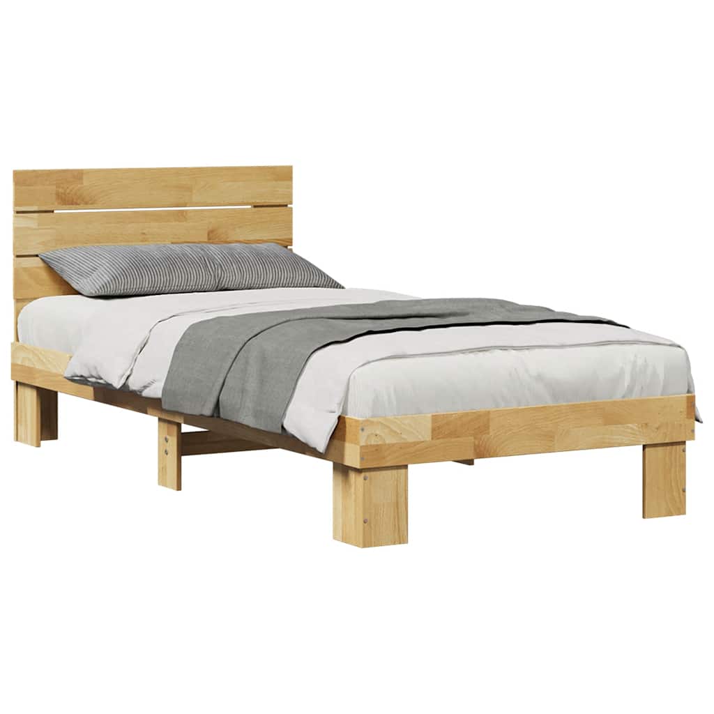 vidaXL Massivholzbett mit Kopfteil ohne Matratze 75x190 cm Eichenholz