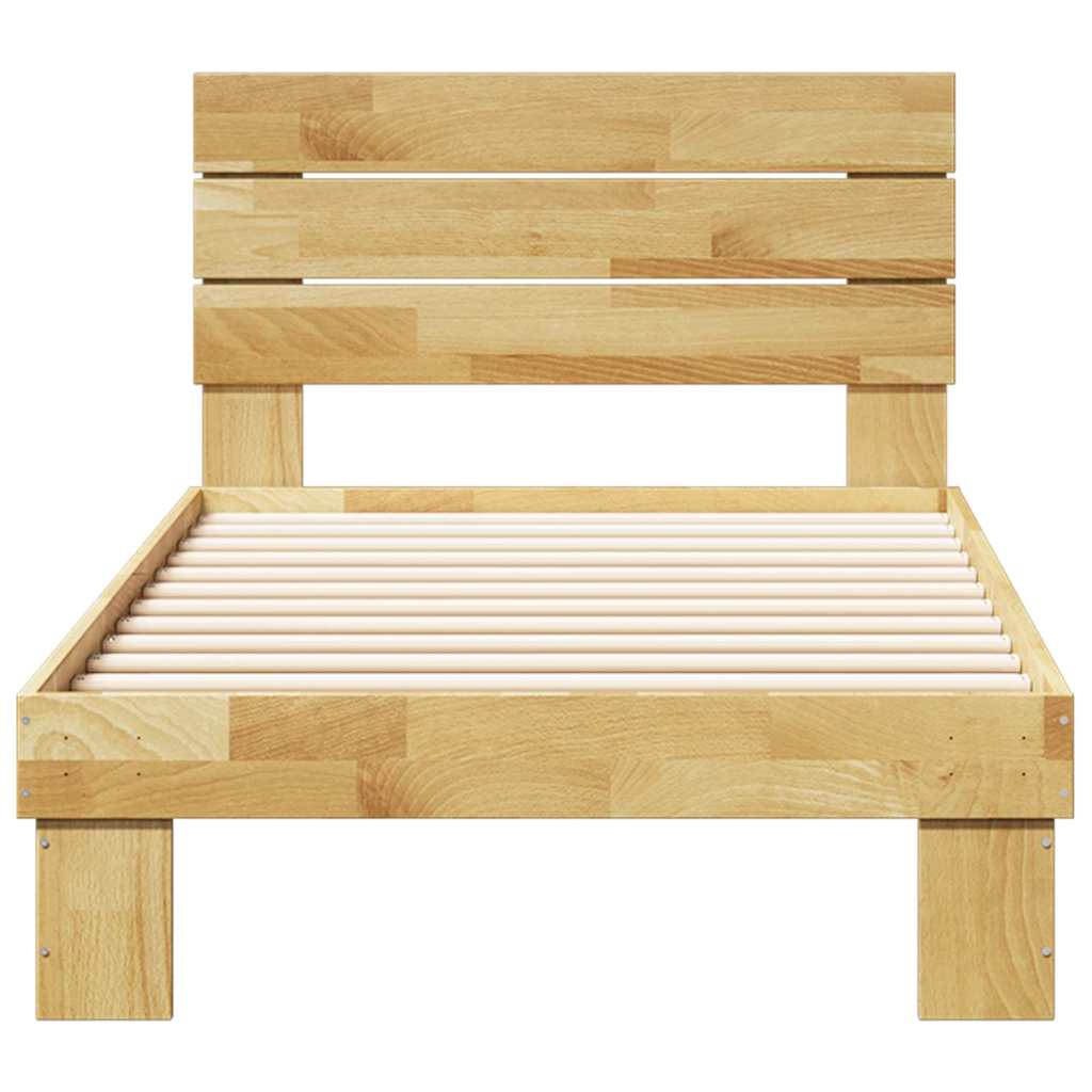 vidaXL Massivholzbett mit Kopfteil ohne Matratze 75x190 cm Eichenholz