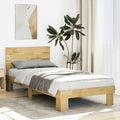 vidaXL Massivholzbett mit Kopfteil ohne Matratze 75x190 cm Eichenholz