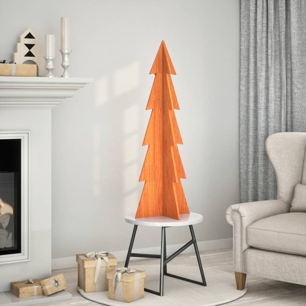vidaXL Weihnachtsbaum zum Schmücken Wachsbraun 112cm Massivholz Kiefer