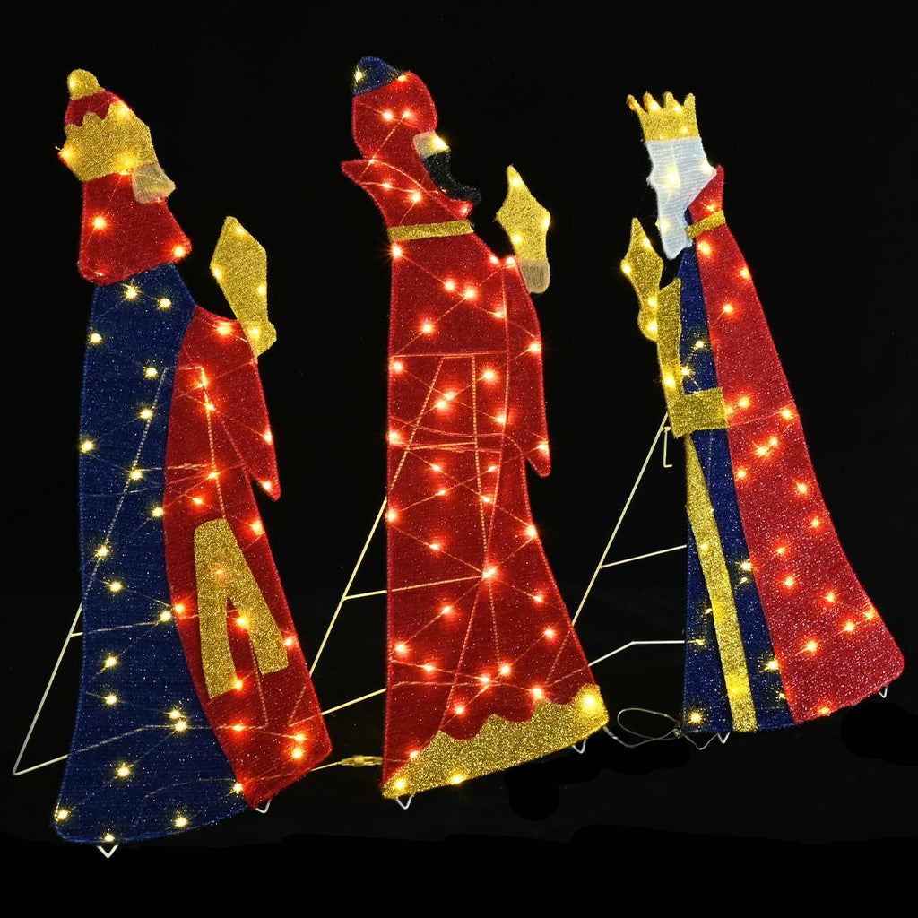 vidaXL 3 weise Männer Weihnachtsbeleuchtung 3 pcs Warmes Weiß 105 cm