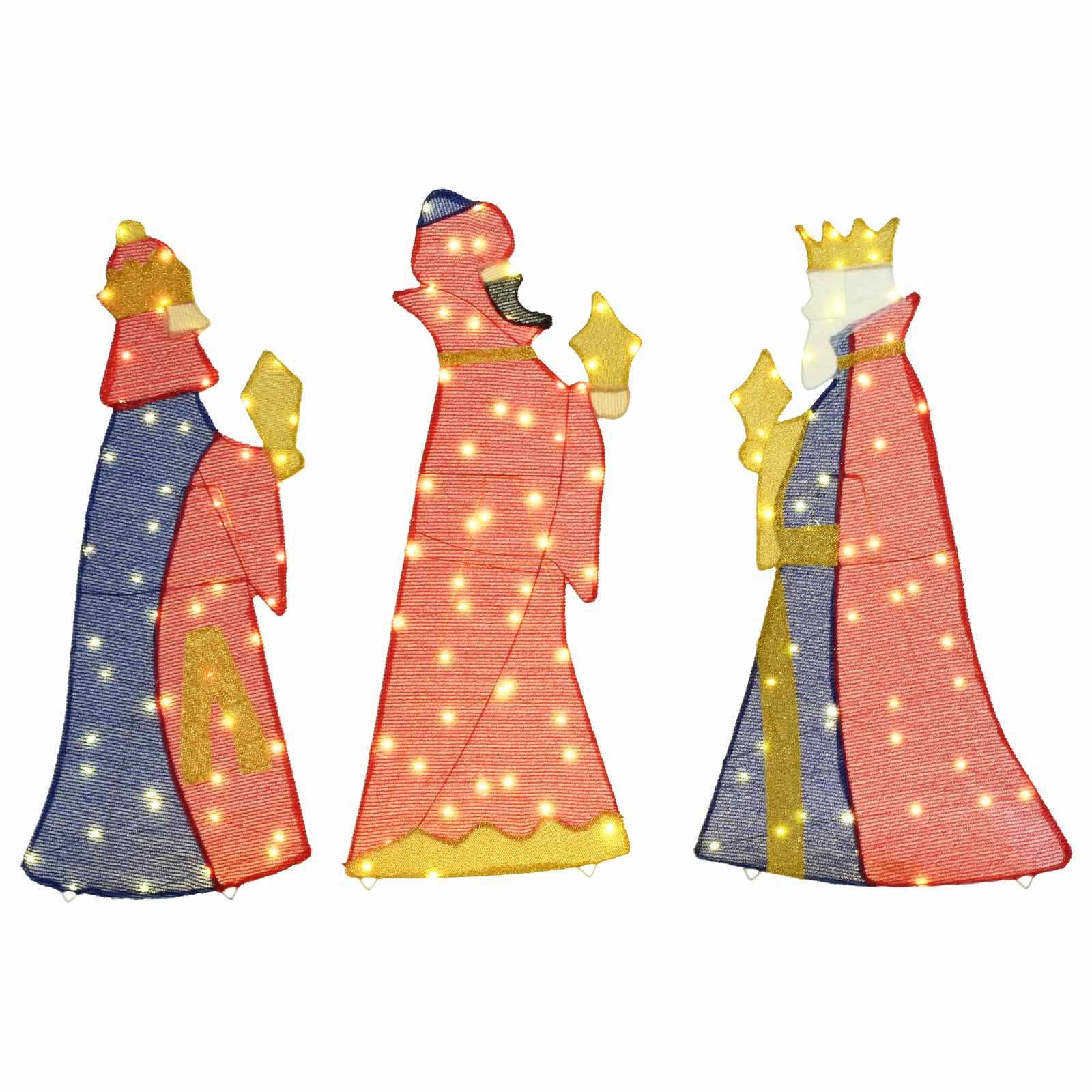 vidaXL 3 weise Männer Weihnachtsbeleuchtung 3 pcs Warmes Weiß 105 cm