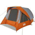 vidaXL Campingzelt 4 Personen Grau und Orange Wasserdicht
