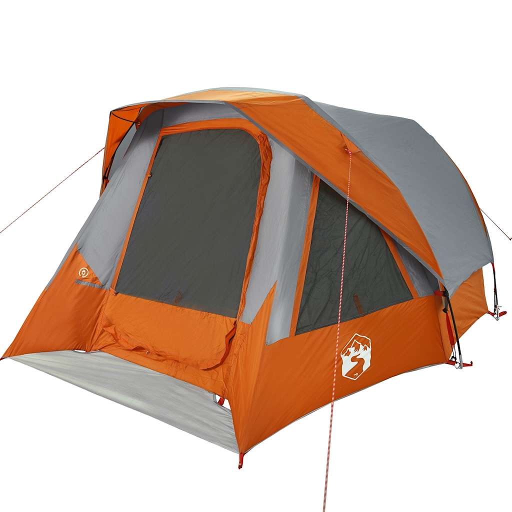 vidaXL Campingzelt 4 Personen Grau und Orange Wasserdicht