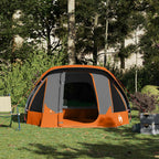 vidaXL Campingzelt 4 Personen Grau und Orange Wasserdicht