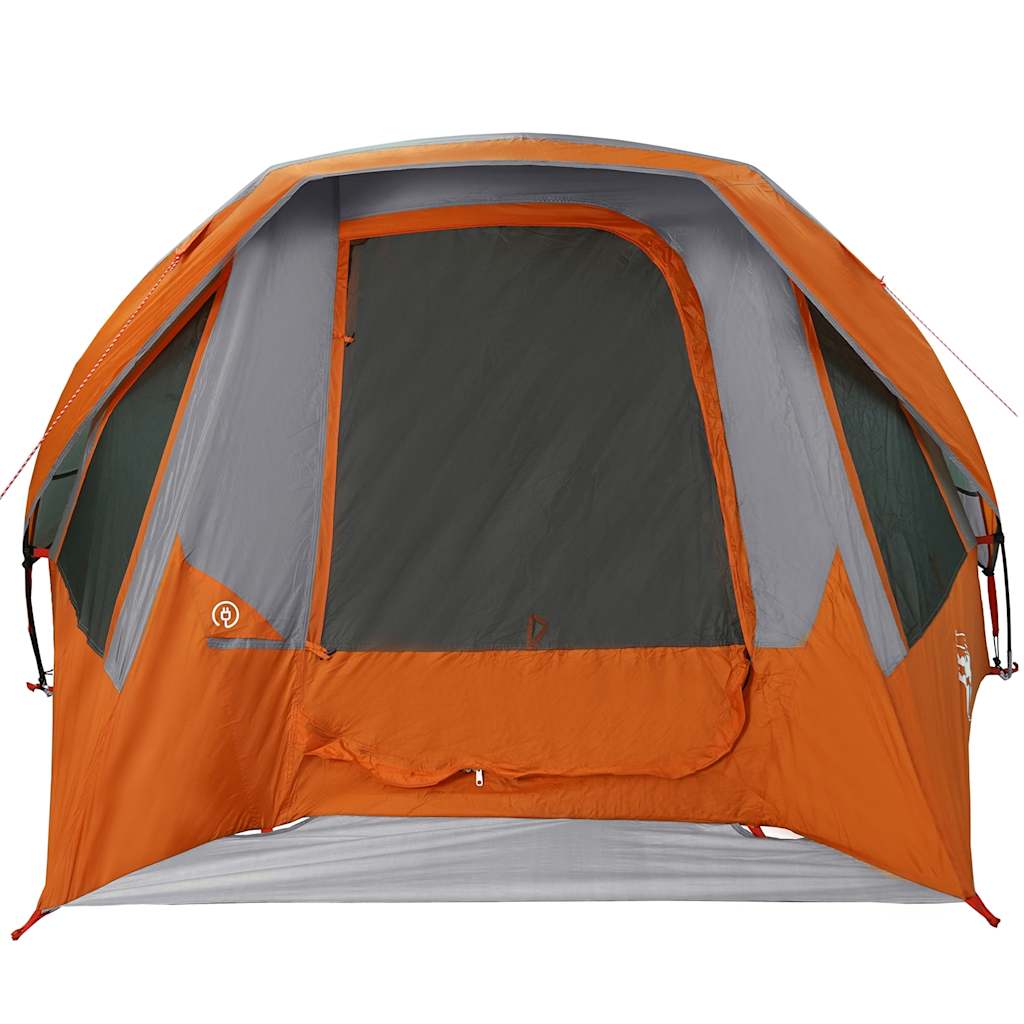 vidaXL Campingzelt 4 Personen Grau und Orange Wasserdicht