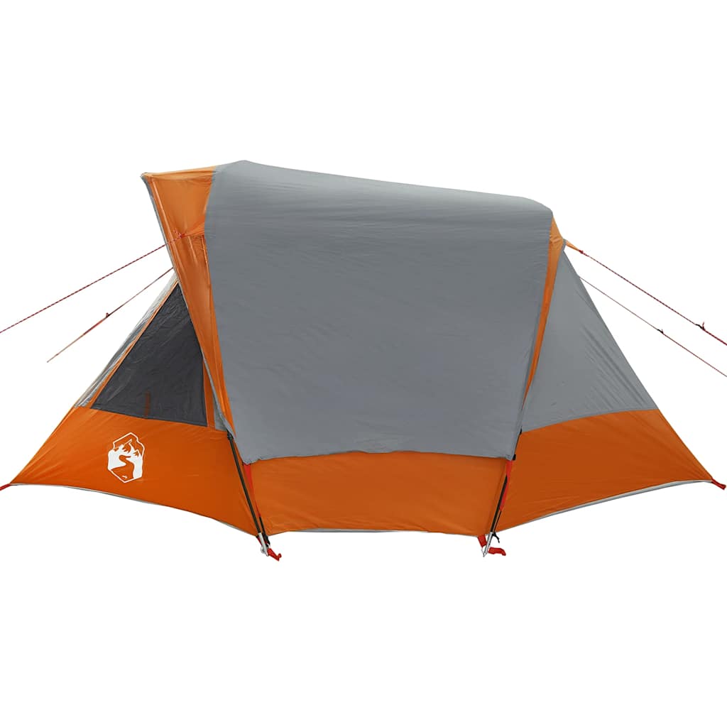 vidaXL Campingzelt 4 Personen Grau und Orange Wasserdicht