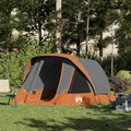 vidaXL Campingzelt 4 Personen Grau und Orange Wasserdicht