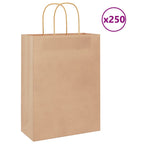 vidaXL Papiertragetaschen 250 Stk. mit Henkeln Braun 26x12x35 cm